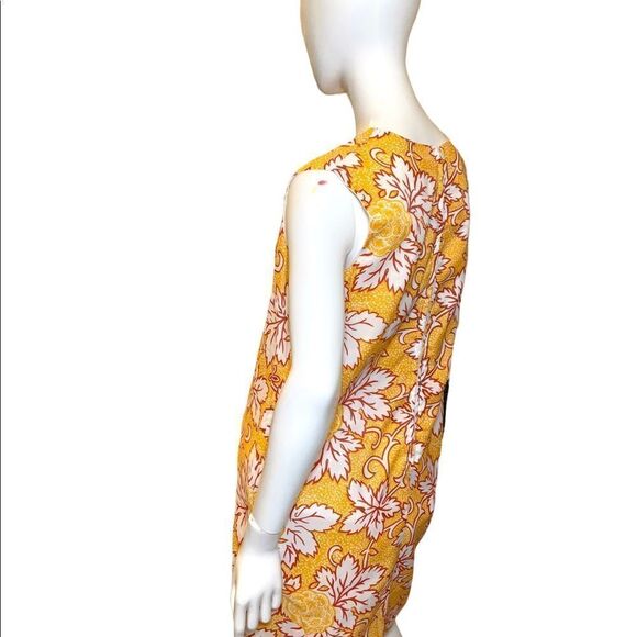 Vintage 70s Floral V Neckline Shift Dress Yellow Medium Women, Vintage Clothes - Picture 3 of 9